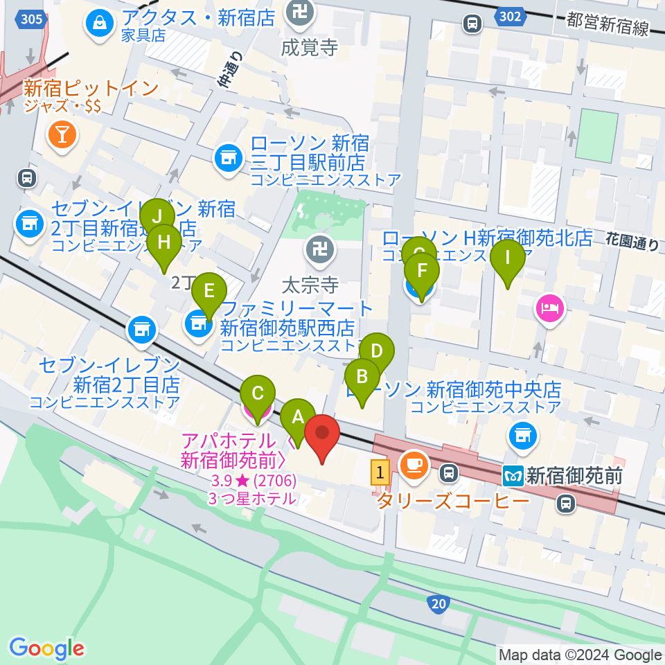 アーツミュージックスクール周辺のホテル一覧地図