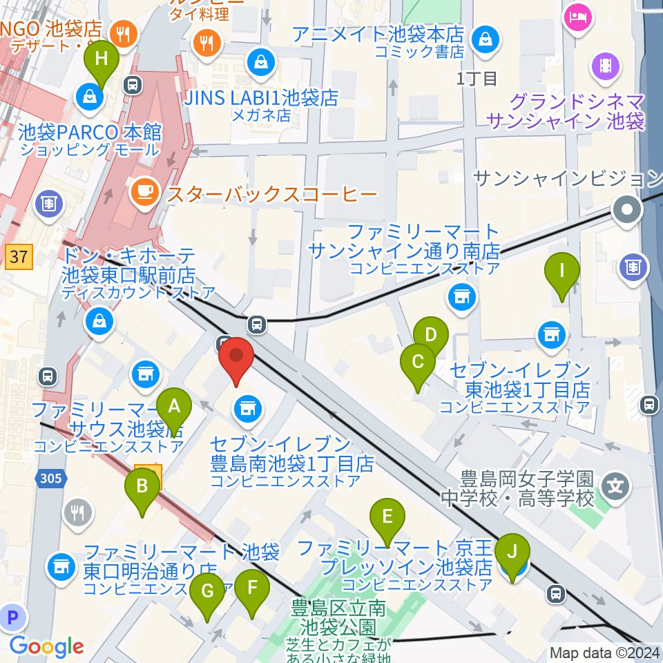 IMC池袋音楽学院周辺のホテル一覧地図