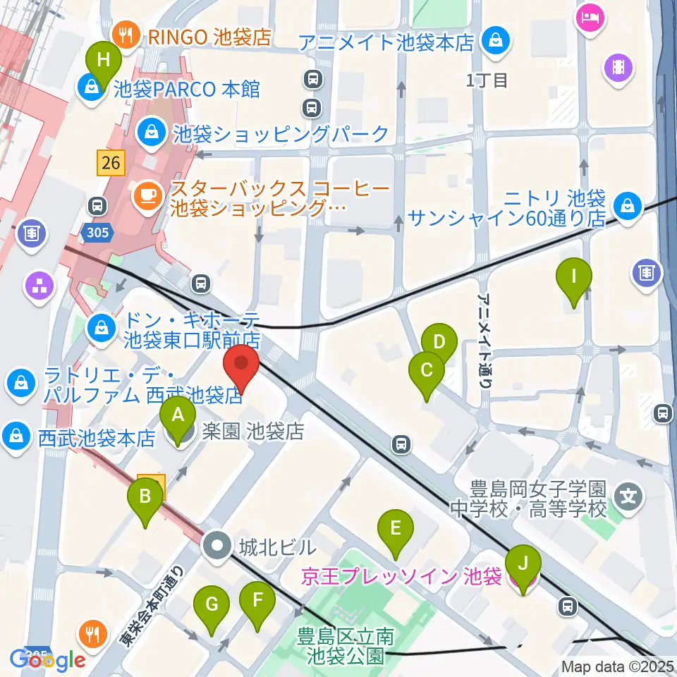 IMC池袋音楽学院周辺のホテル一覧地図