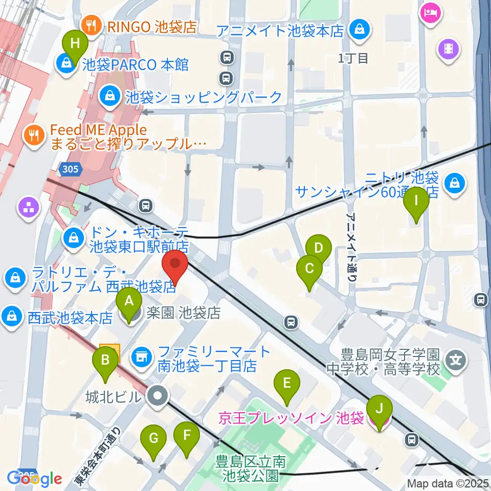 IMC池袋音楽学院周辺のホテル一覧地図