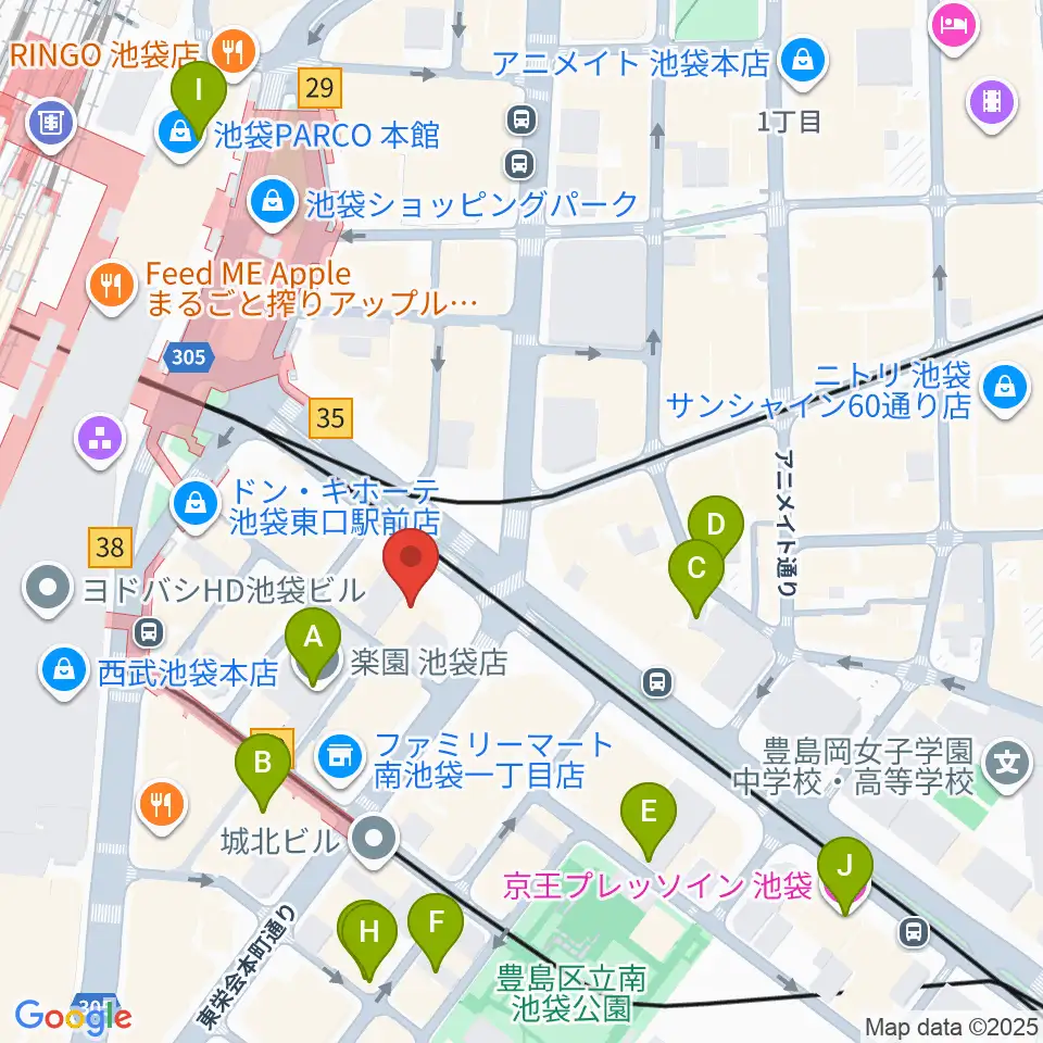 IMC池袋音楽学院周辺のホテル一覧地図