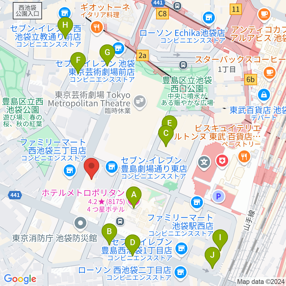 シャイニングボーカル教室 池袋本校周辺のホテル一覧地図