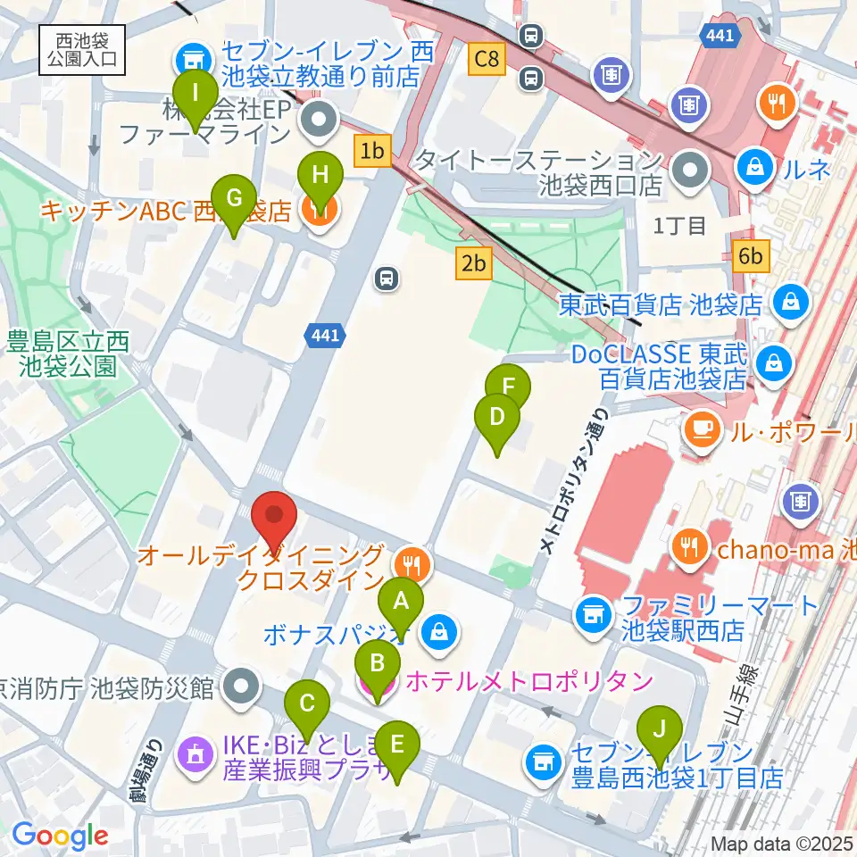 シャイニングボーカル教室 池袋本校周辺のホテル一覧地図