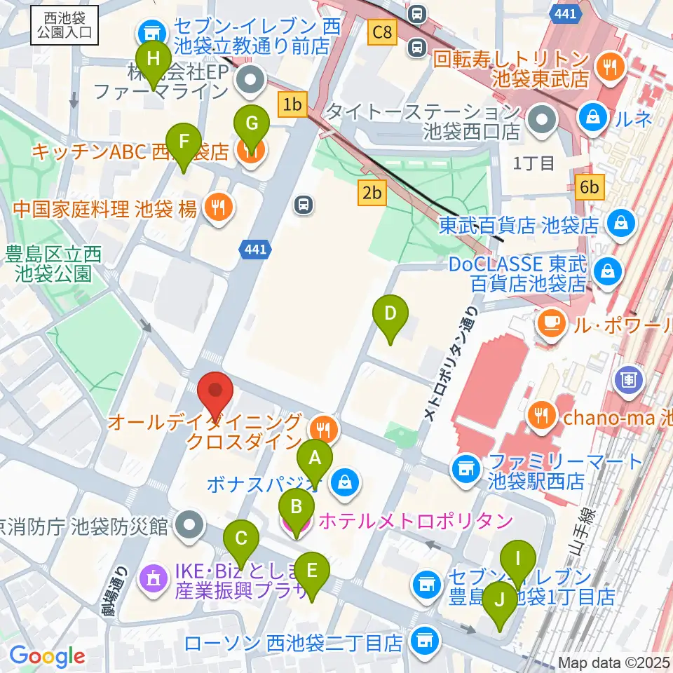 シャイニングボーカル教室 池袋本校周辺のホテル一覧地図