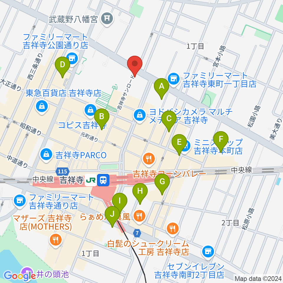 丸石楽器店周辺のホテル一覧地図