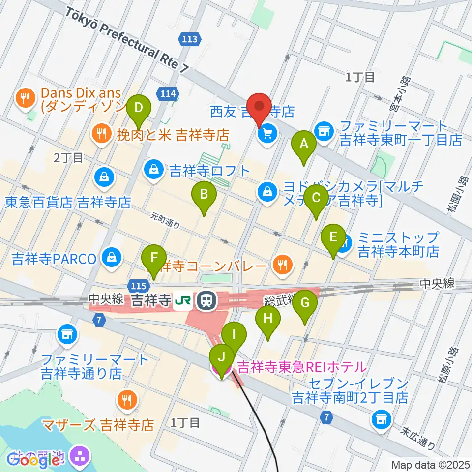 丸石楽器店周辺のホテル一覧地図