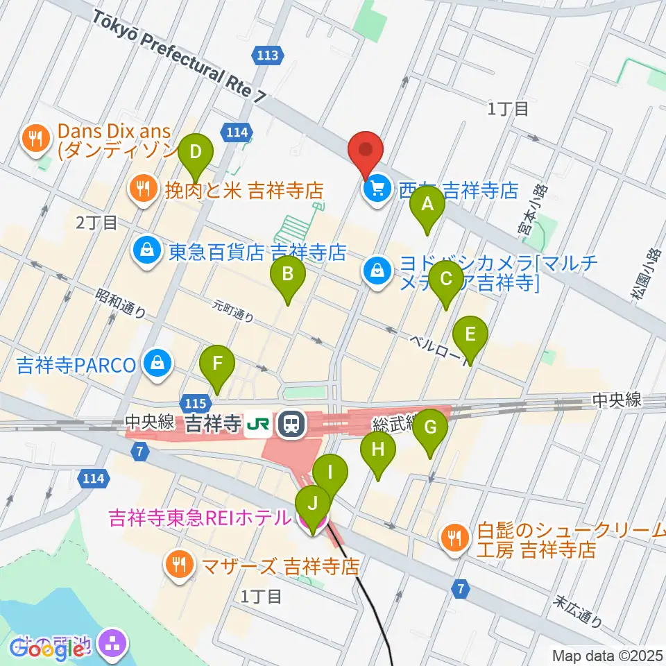 丸石楽器店周辺のホテル一覧地図