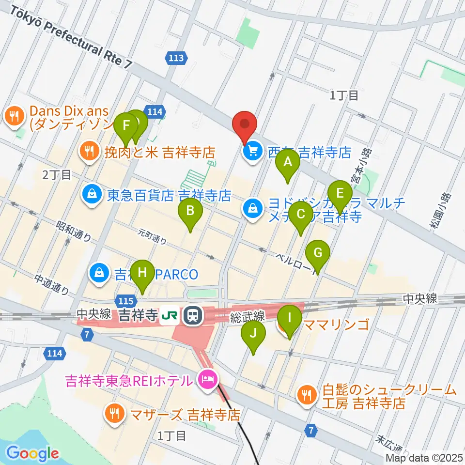 丸石楽器店周辺のホテル一覧地図