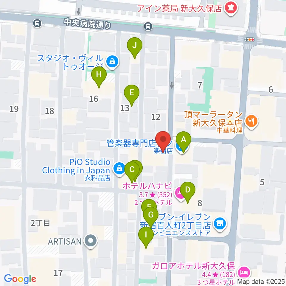 ダ・カーポ周辺のホテル一覧地図