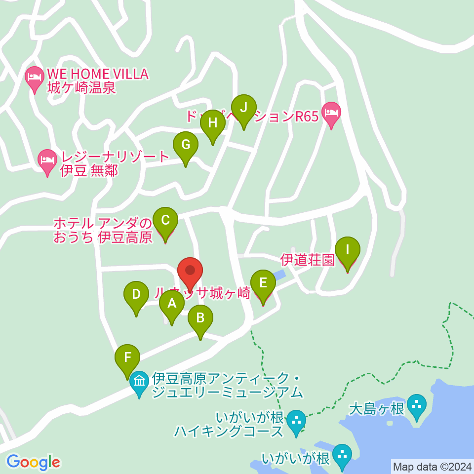 伊豆スタジオ周辺のホテル一覧地図