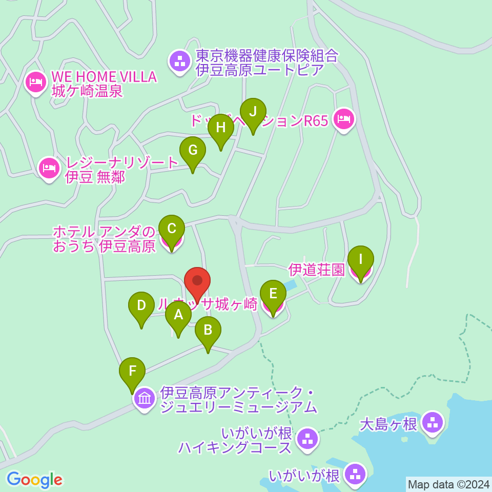 伊豆スタジオ周辺のホテル一覧地図