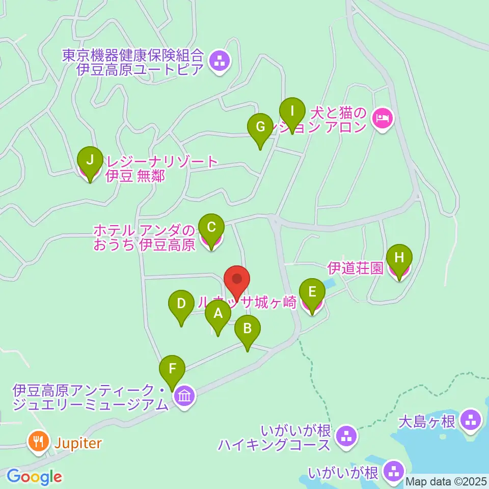 伊豆スタジオ周辺のホテル一覧地図