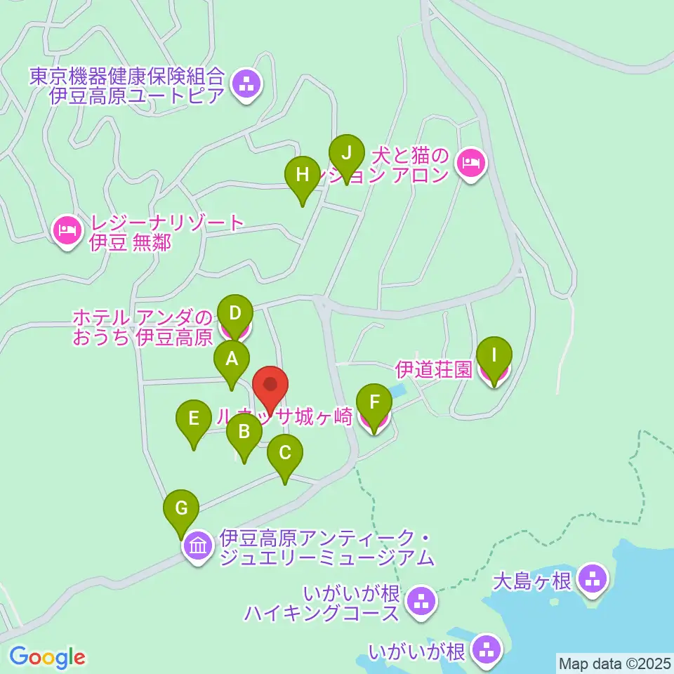 伊豆スタジオ周辺のホテル一覧地図