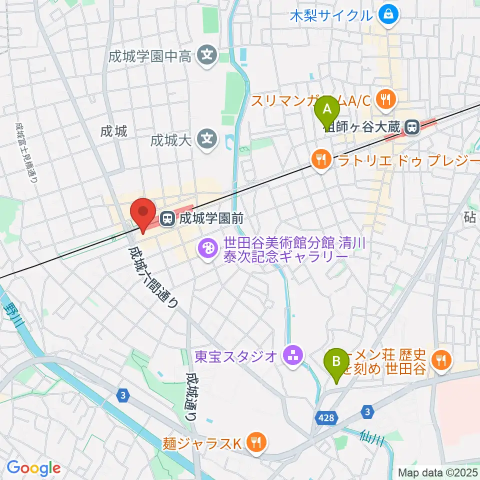 アミーズボーカルスクール成城学園前校周辺のホテル一覧地図