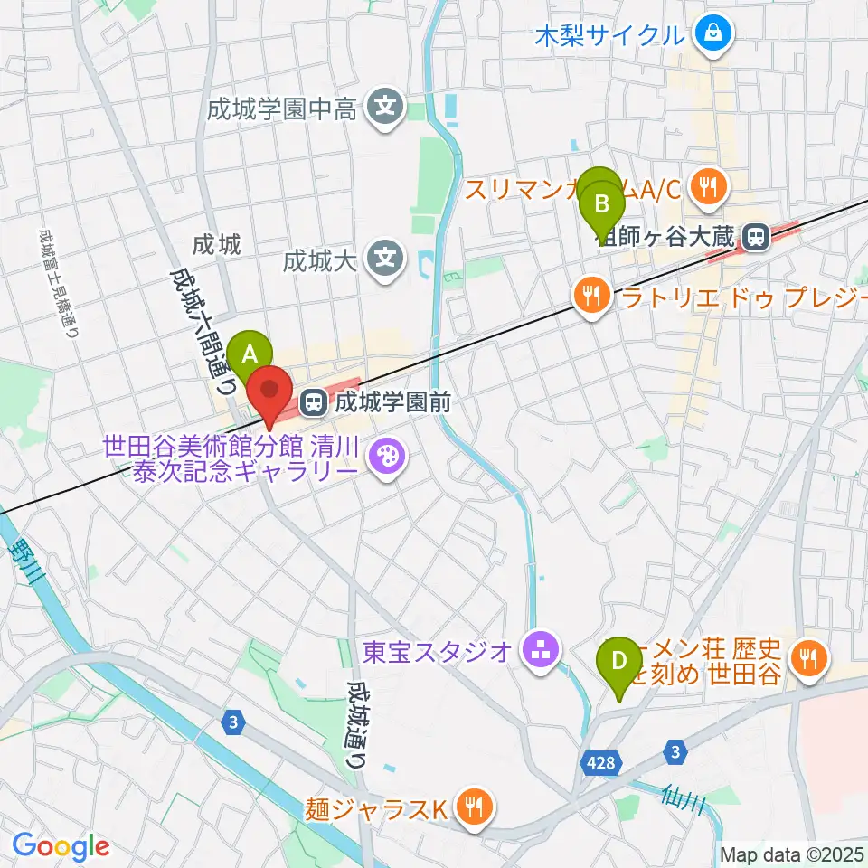 アミーズボーカルスクール成城学園前校周辺のホテル一覧地図