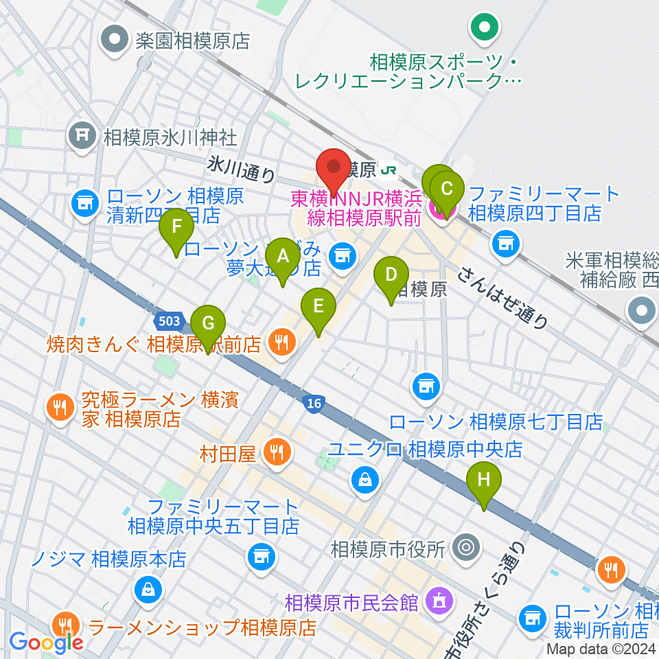 エッキミュージックサロン周辺のホテル一覧地図