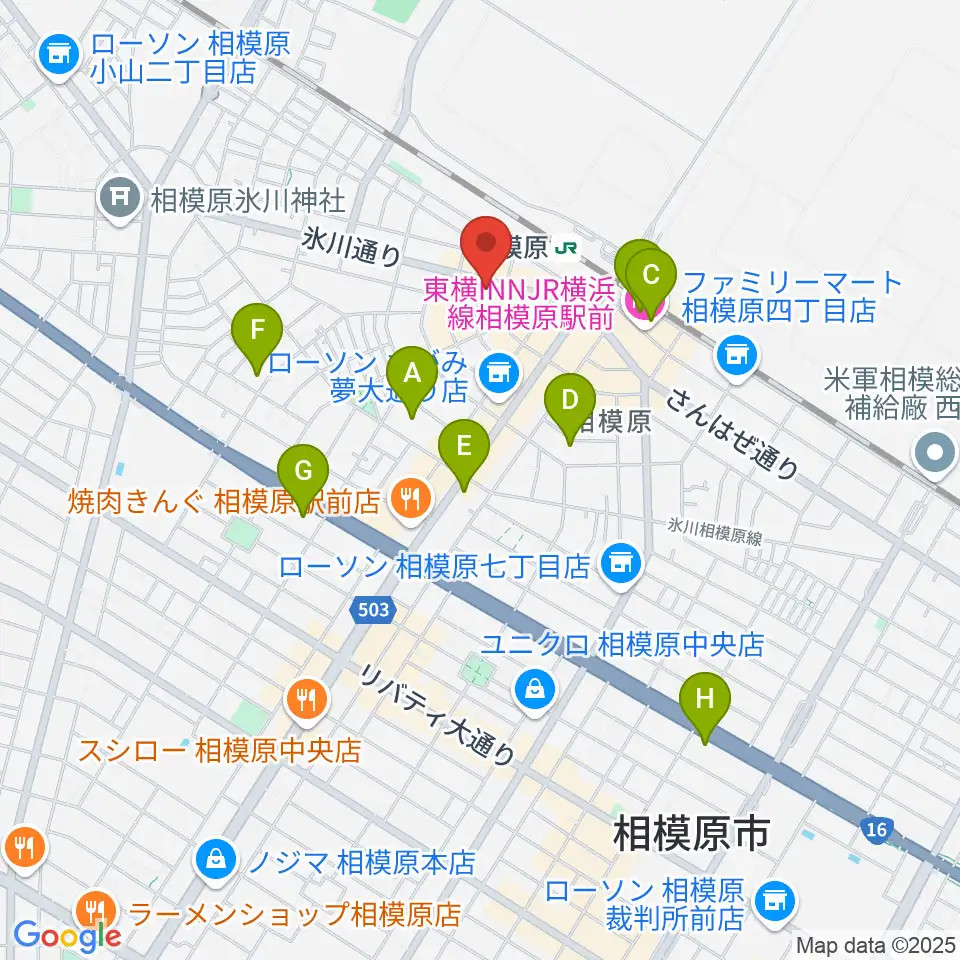 エッキミュージックサロン周辺のホテル一覧地図
