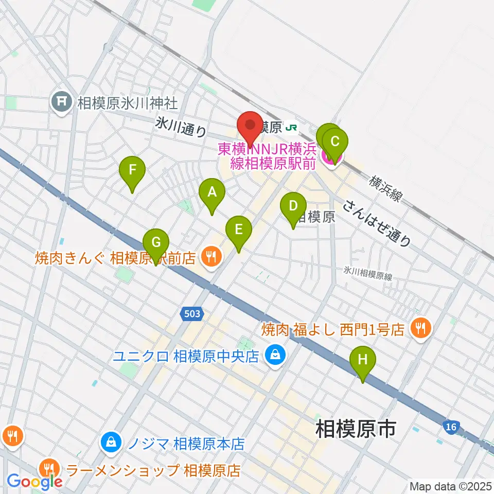 エッキミュージックサロン周辺のホテル一覧地図