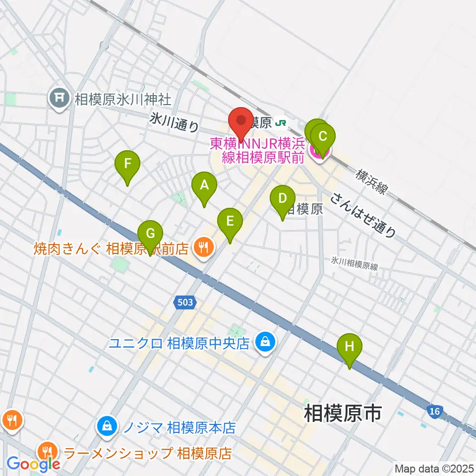 エッキミュージックサロン周辺のホテル一覧地図