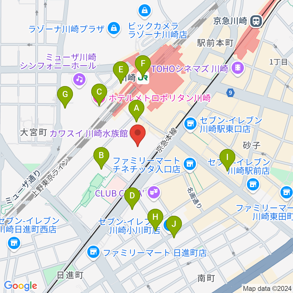 島村楽器 川崎ルフロン店周辺のホテル一覧地図