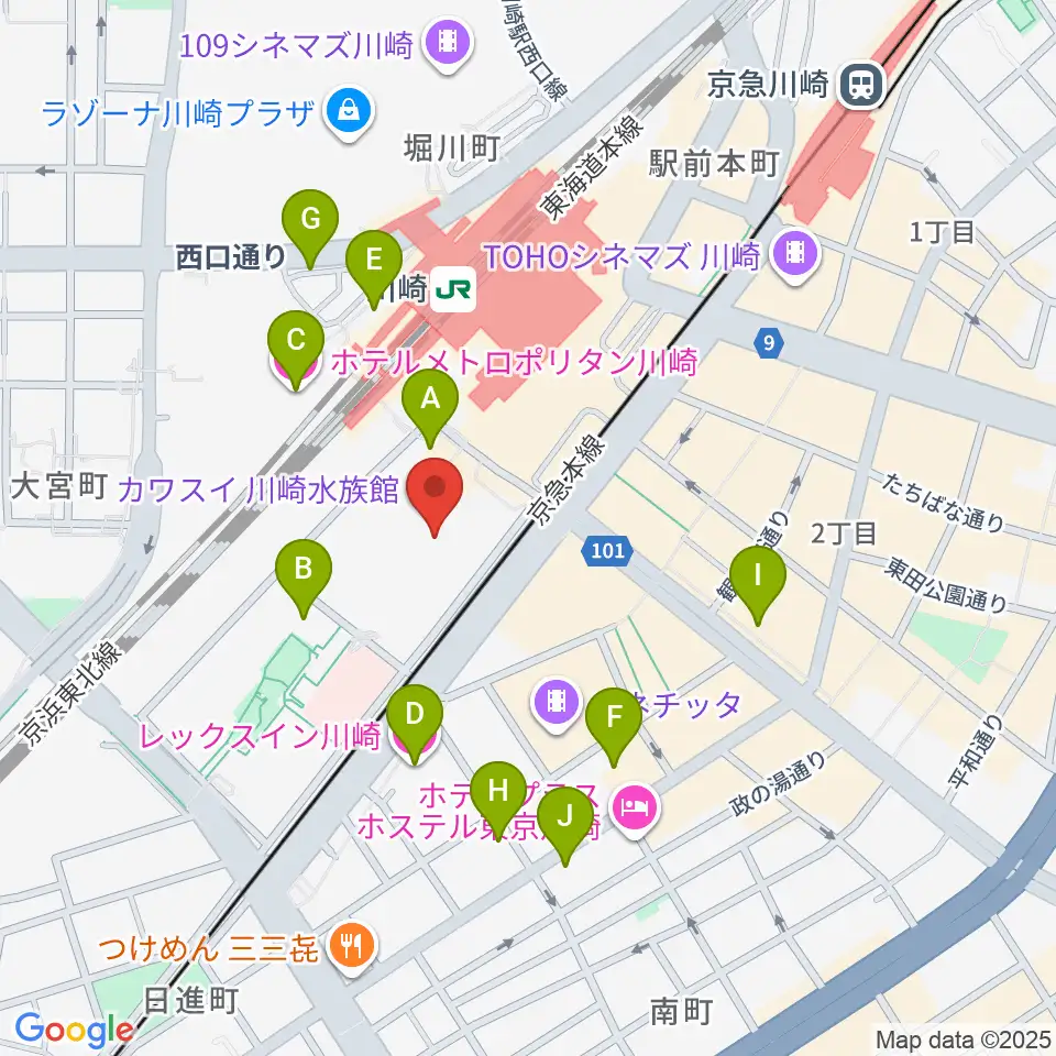島村楽器 川崎ルフロン店周辺のホテル一覧地図
