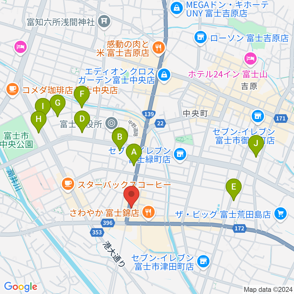 かやはら音楽教室 吉原教室周辺のホテル一覧地図