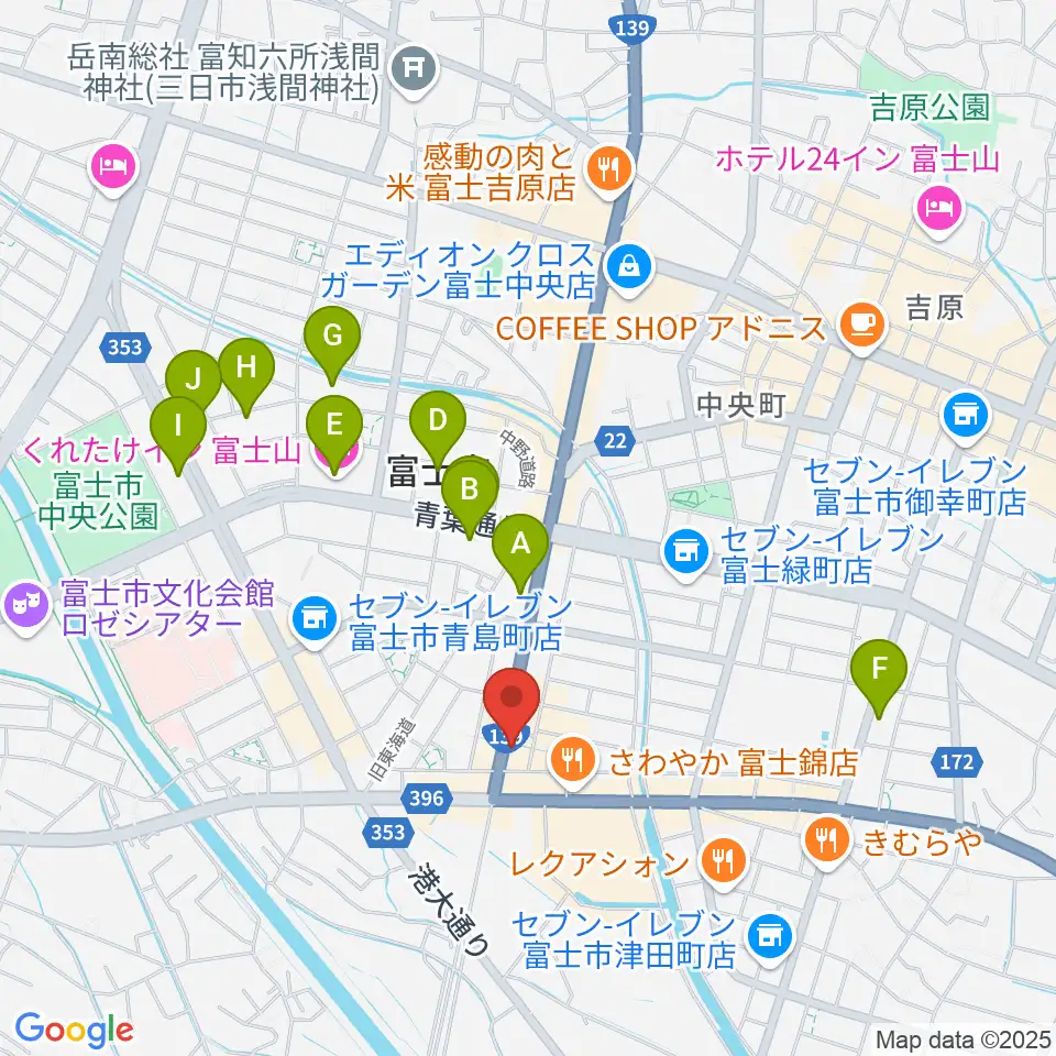かやはら音楽教室周辺のホテル一覧地図