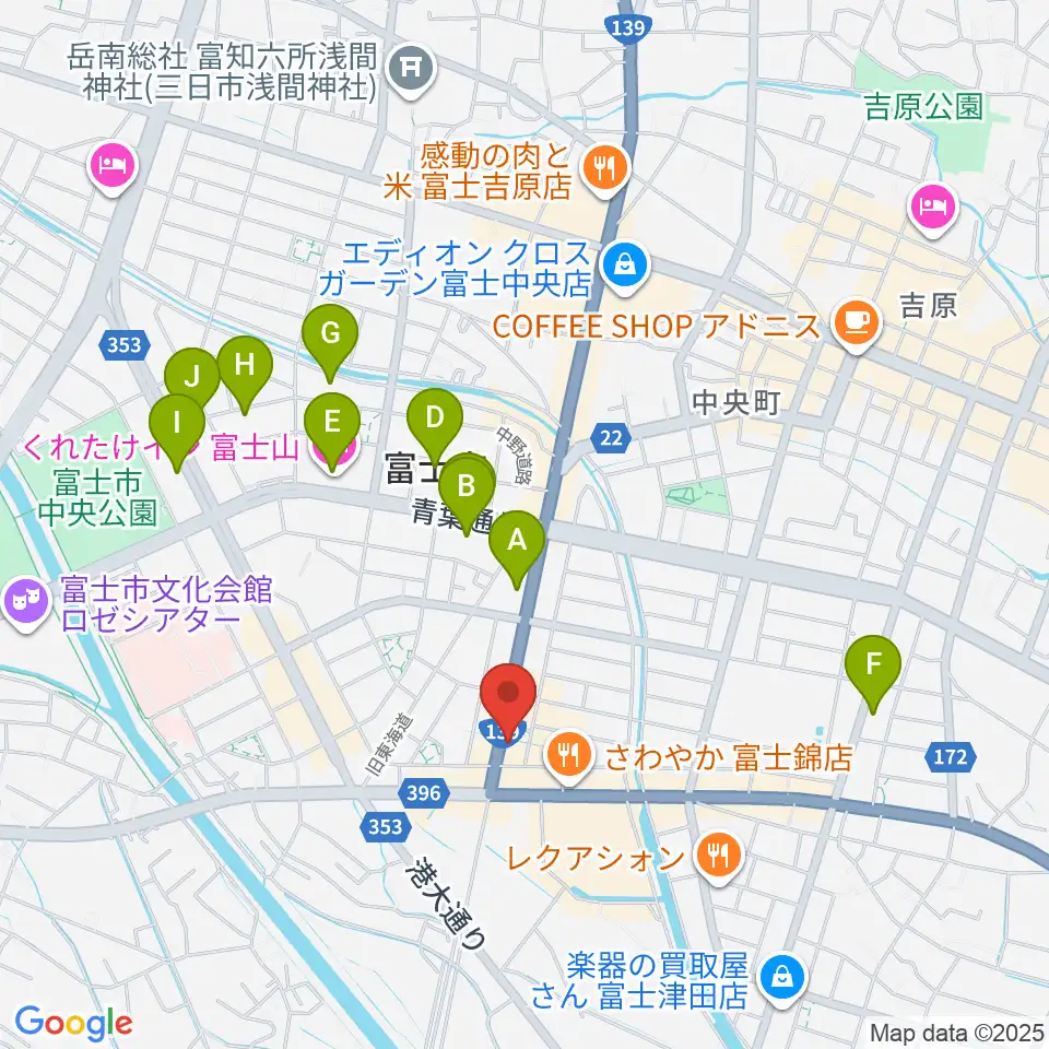 かやはら音楽教室周辺のホテル一覧地図