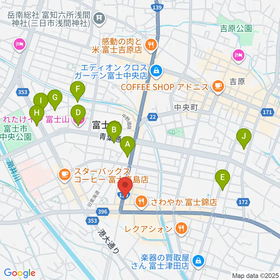 かやはら音楽教室周辺のホテル一覧地図