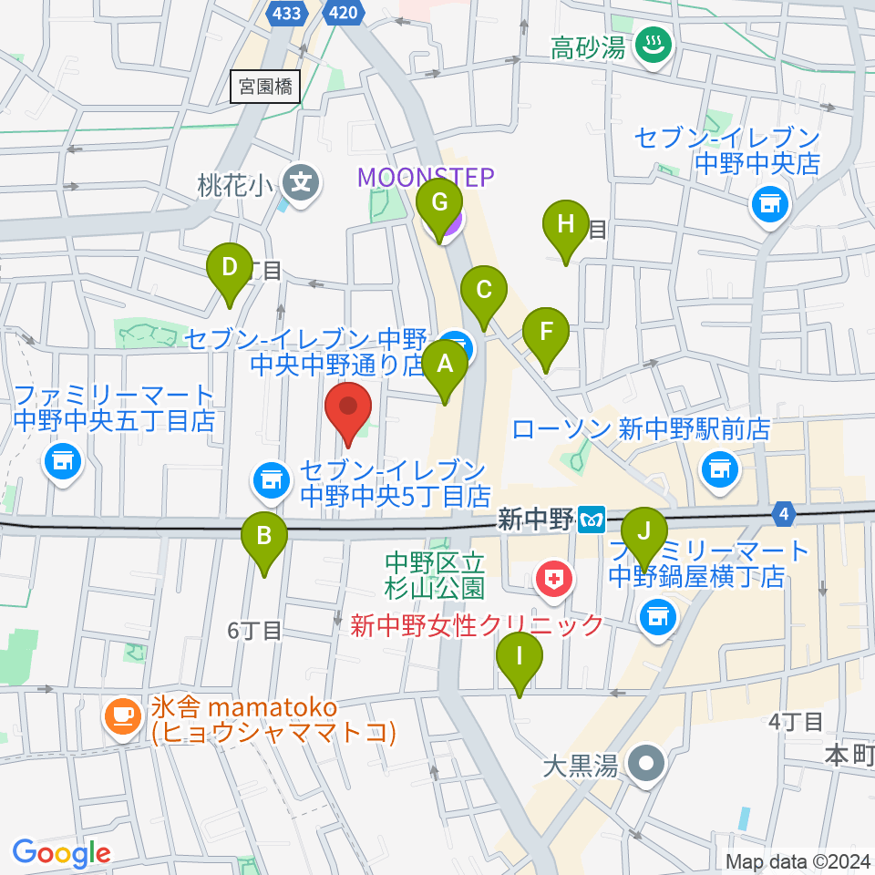 キース工房音楽教室周辺のホテル一覧地図