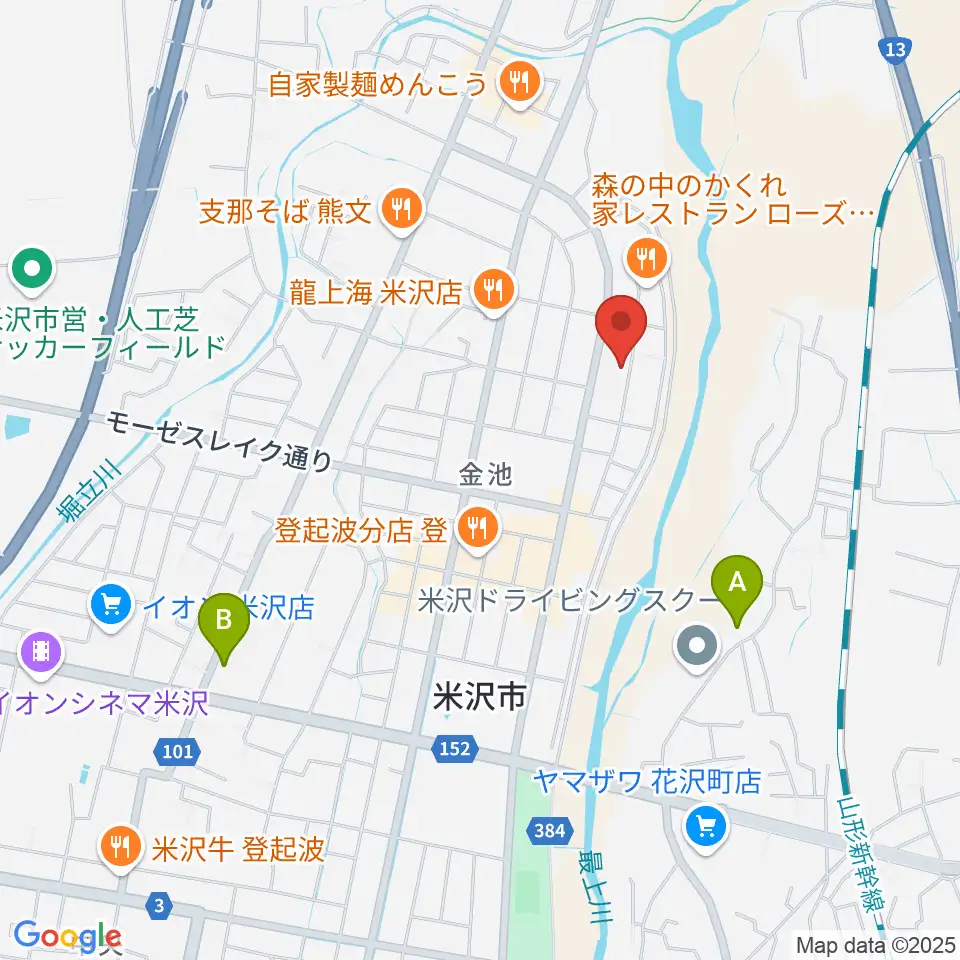 音楽アズム舘 米沢店周辺のホテル一覧地図