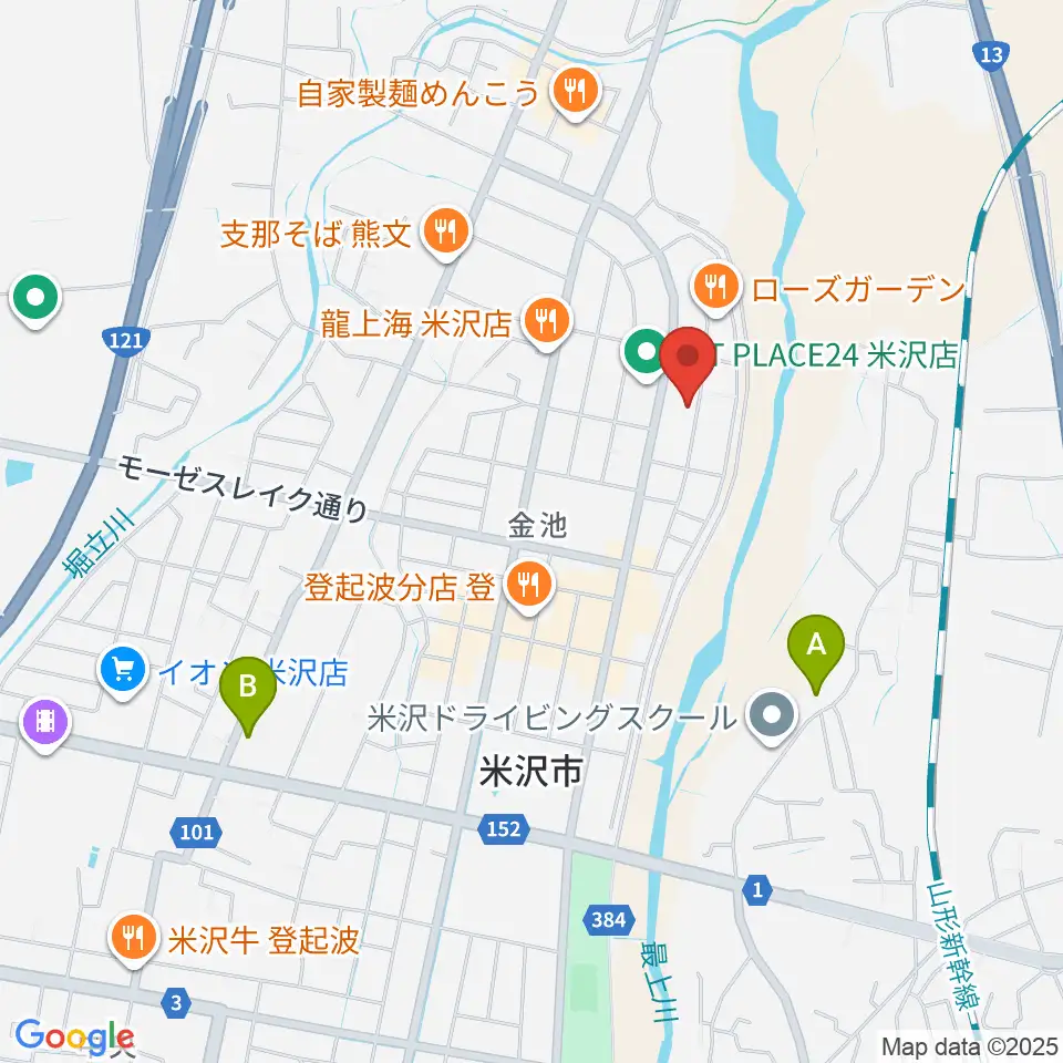 音楽アズム舘 米沢店周辺のホテル一覧地図