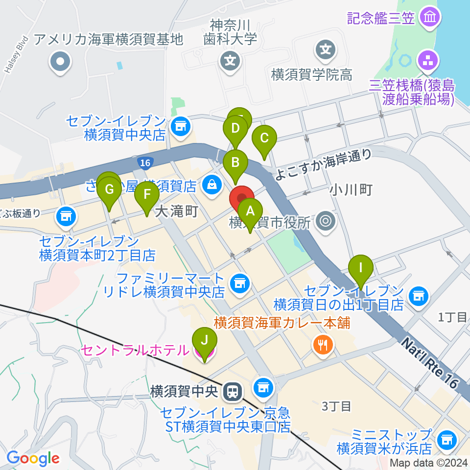 オクターヴ 横須賀中央センター周辺のホテル一覧地図