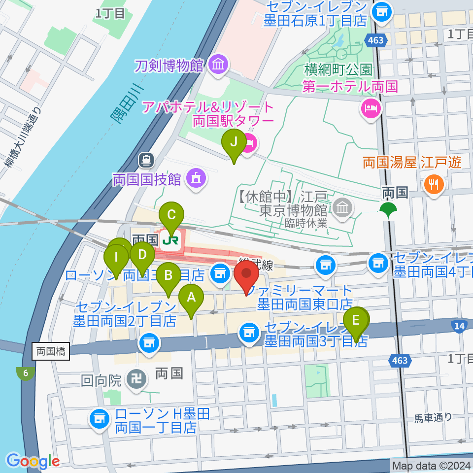 大沢憲三フラメンコギター・カンテ教室 両国校周辺のホテル一覧地図