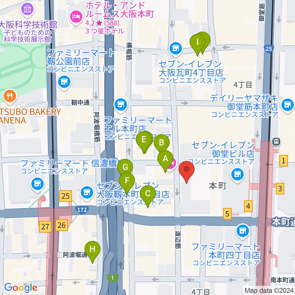 相愛大学附属音楽教室周辺のホテル一覧地図