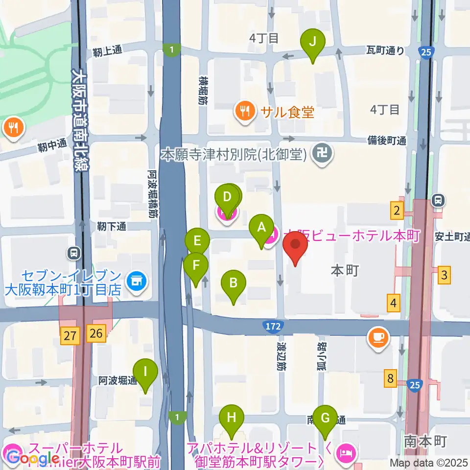 相愛大学附属音楽教室周辺のホテル一覧地図