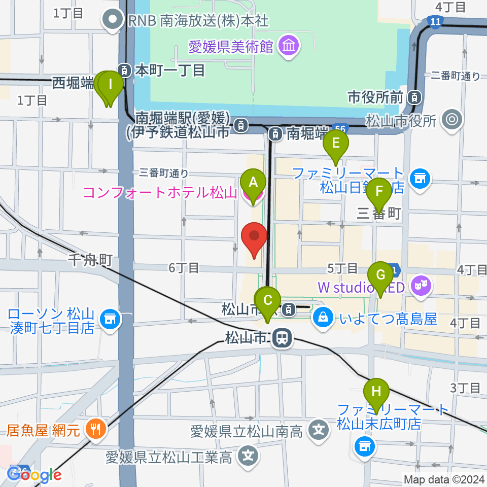 マツヤマ楽器 ミューズ音楽教室周辺のホテル一覧地図