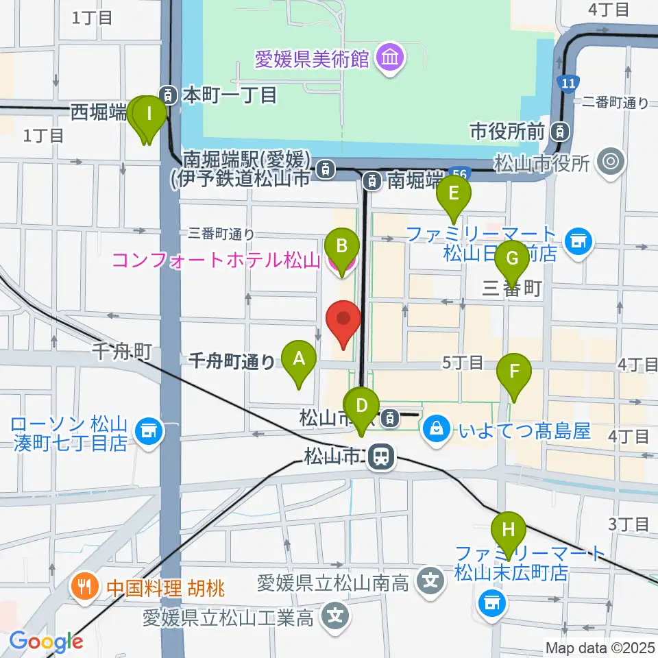 マツヤマ楽器 ミューズ音楽教室周辺のホテル一覧地図
