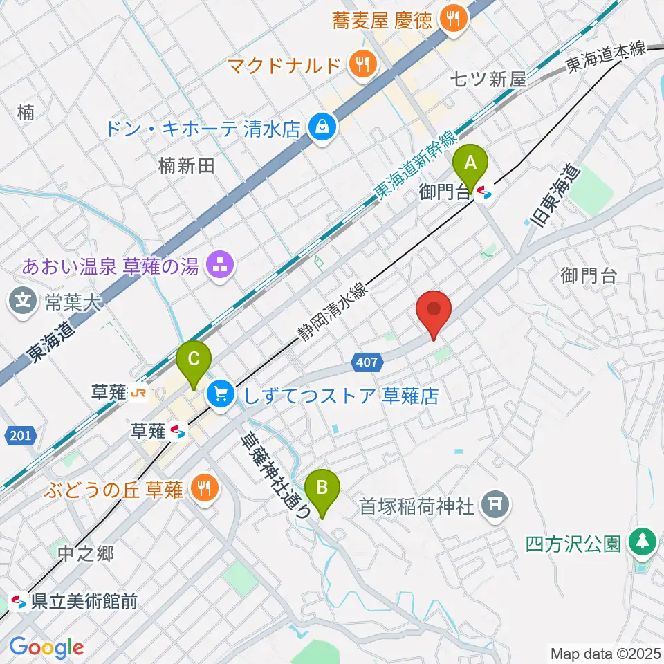 もちづき楽器 静岡草薙店周辺のホテル一覧地図