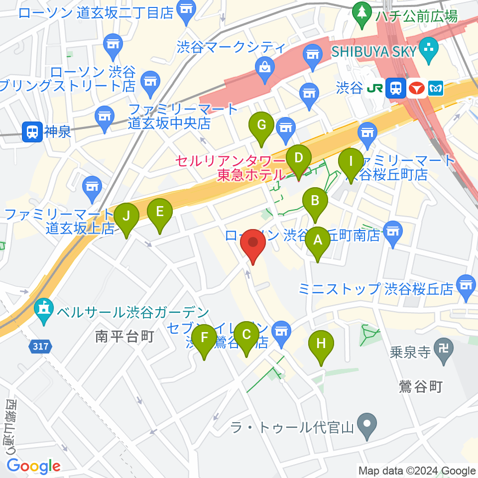 ヴォイトレ・マスター®ヴォーカルレッスン周辺のホテル一覧地図