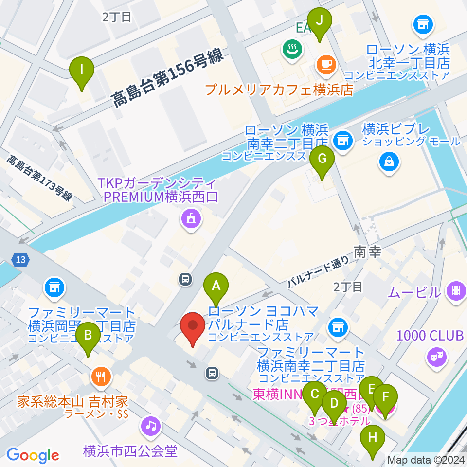 横浜ギタースクール周辺のホテル一覧地図