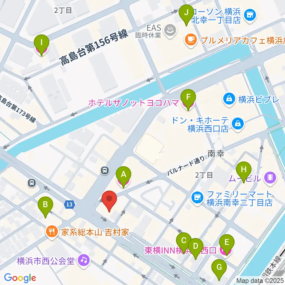 横浜ギタースクール周辺のホテル一覧地図