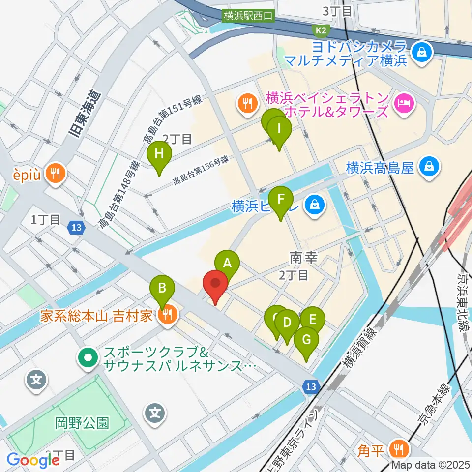 横浜ギタースクール周辺のホテル一覧地図