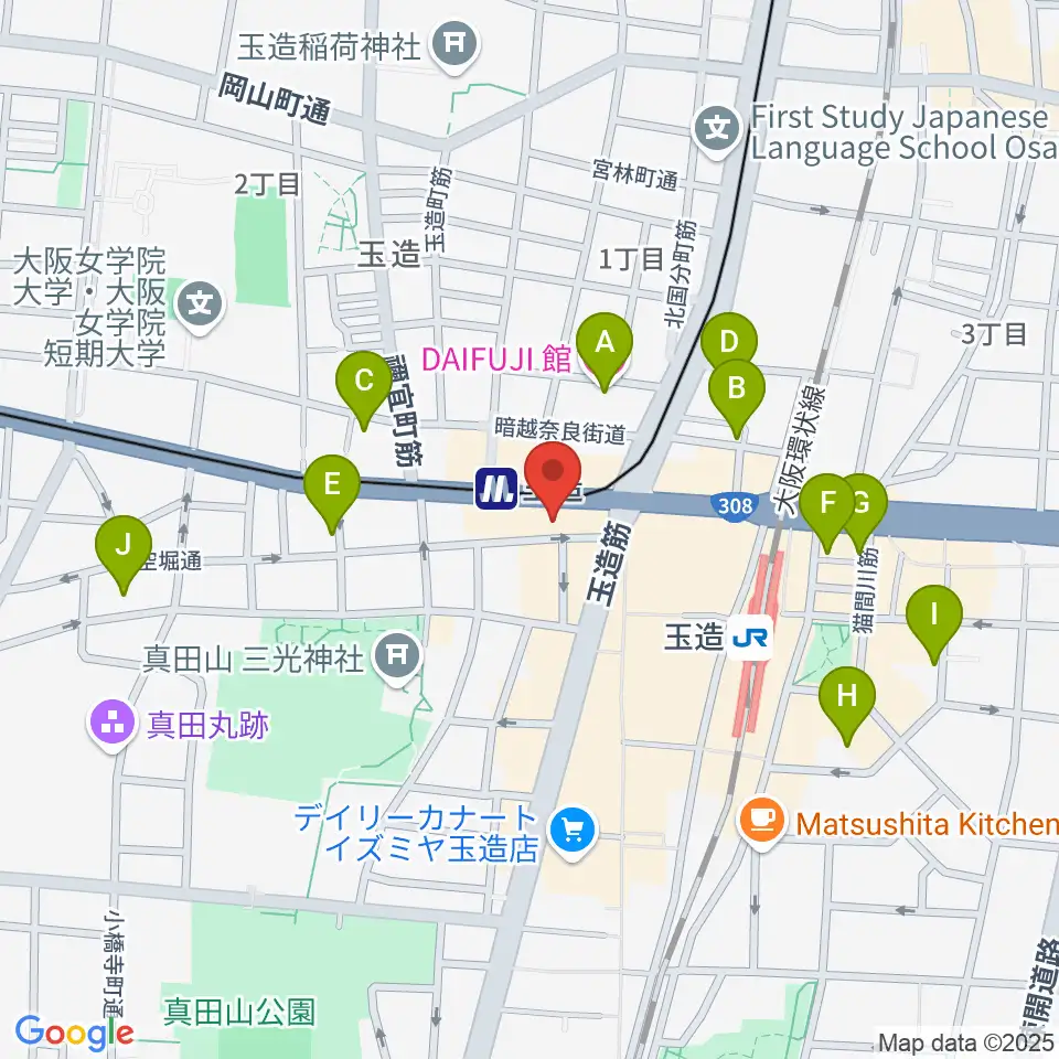 玉造音楽教室周辺のホテル一覧地図