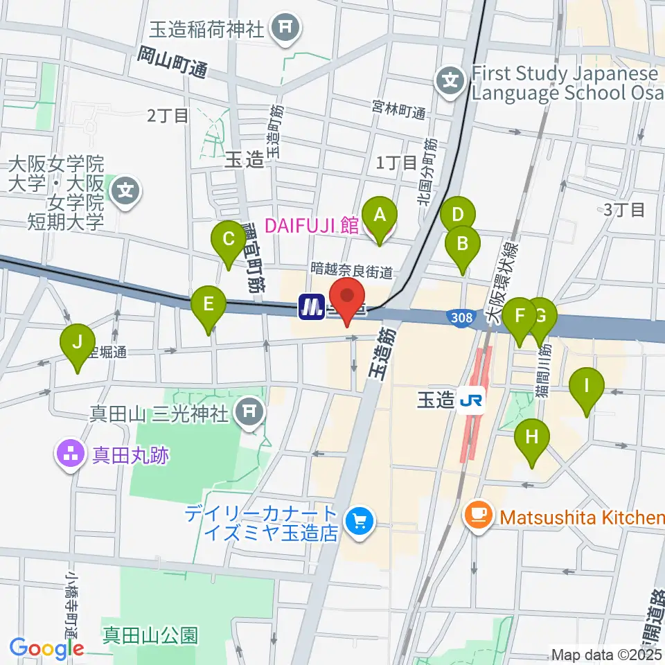玉造音楽教室周辺のホテル一覧地図