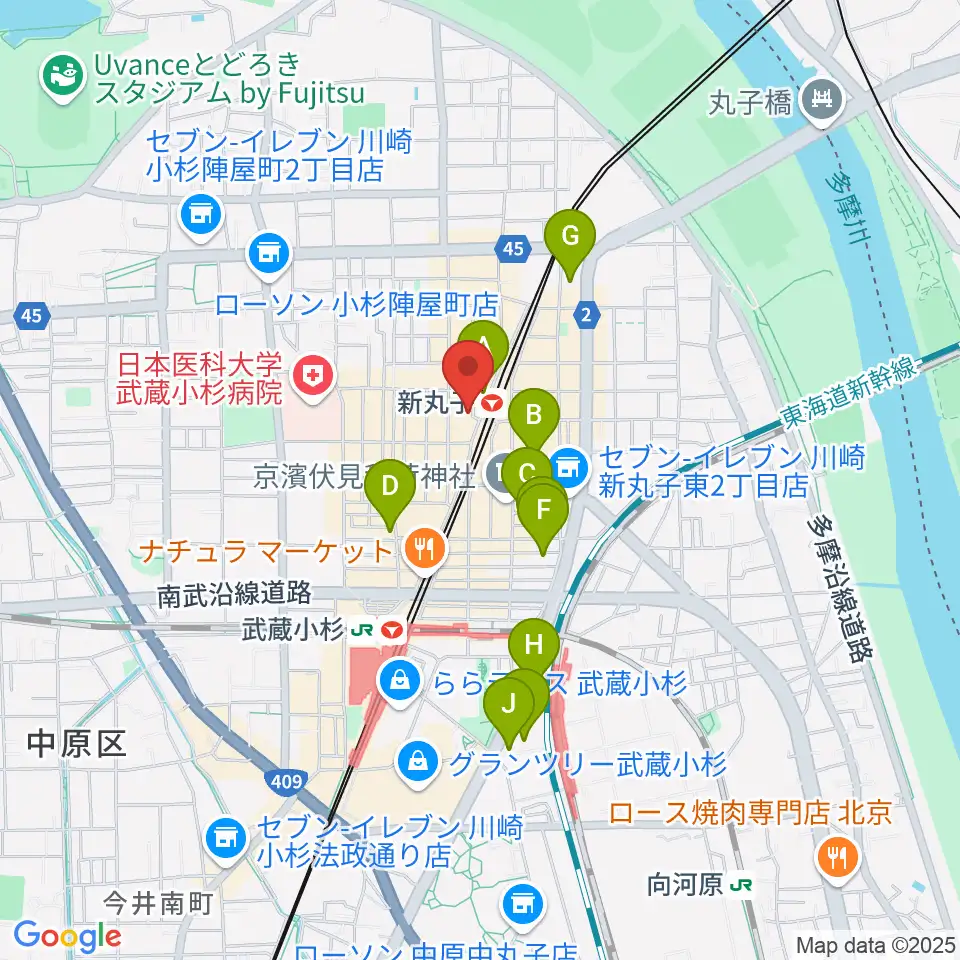 ルナハープ教室周辺のホテル一覧地図
