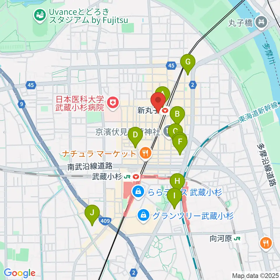ルナハープ教室周辺のホテル一覧地図
