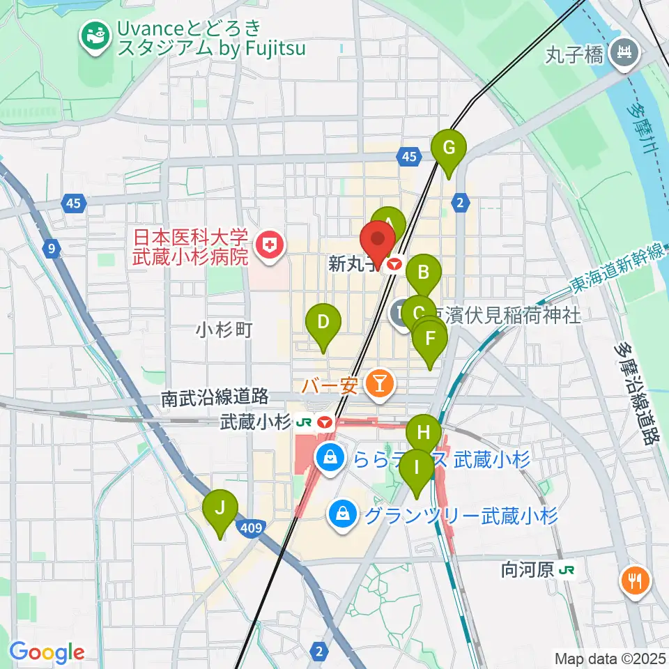 ルナハープ教室周辺のホテル一覧地図