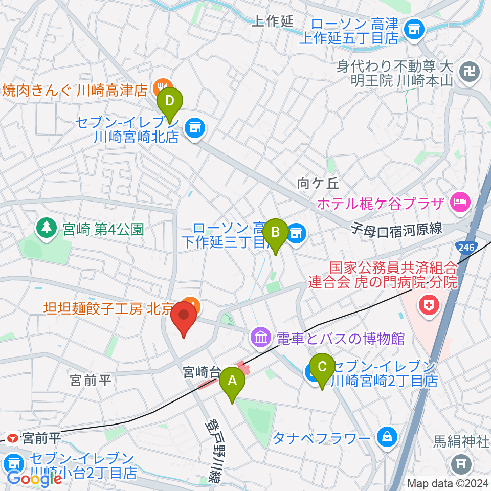 音楽教室ミューゼ周辺のホテル一覧地図