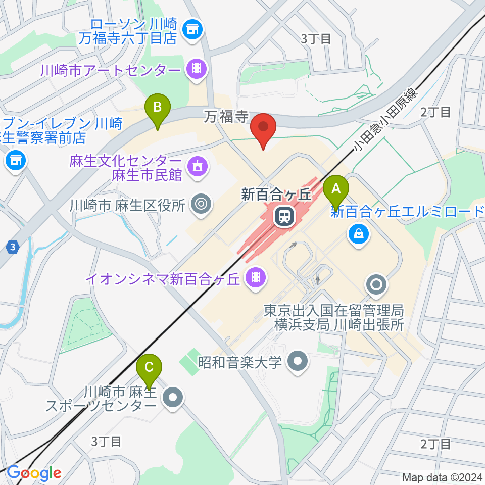 昭和音楽大学附属音楽・バレエ教室 新百合ヶ丘校周辺のホテル一覧地図